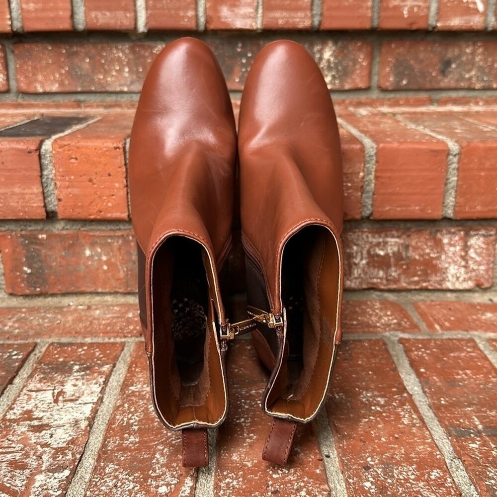 Vince Camuto Gripaula Dark Brown Leather Platform Block Heel Bootie Size 9.5 - Picture 5 of 8